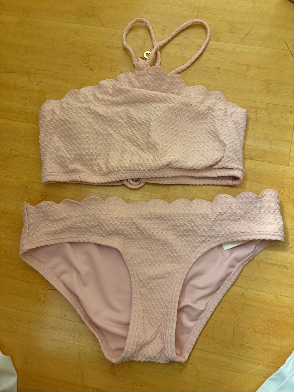Scalloped Textured Light Pink KAYE SPADE Bikini Set